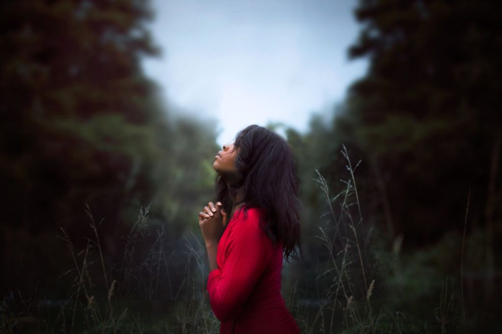 a woman praying