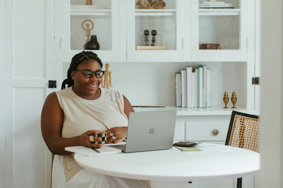woman sitting at her computer